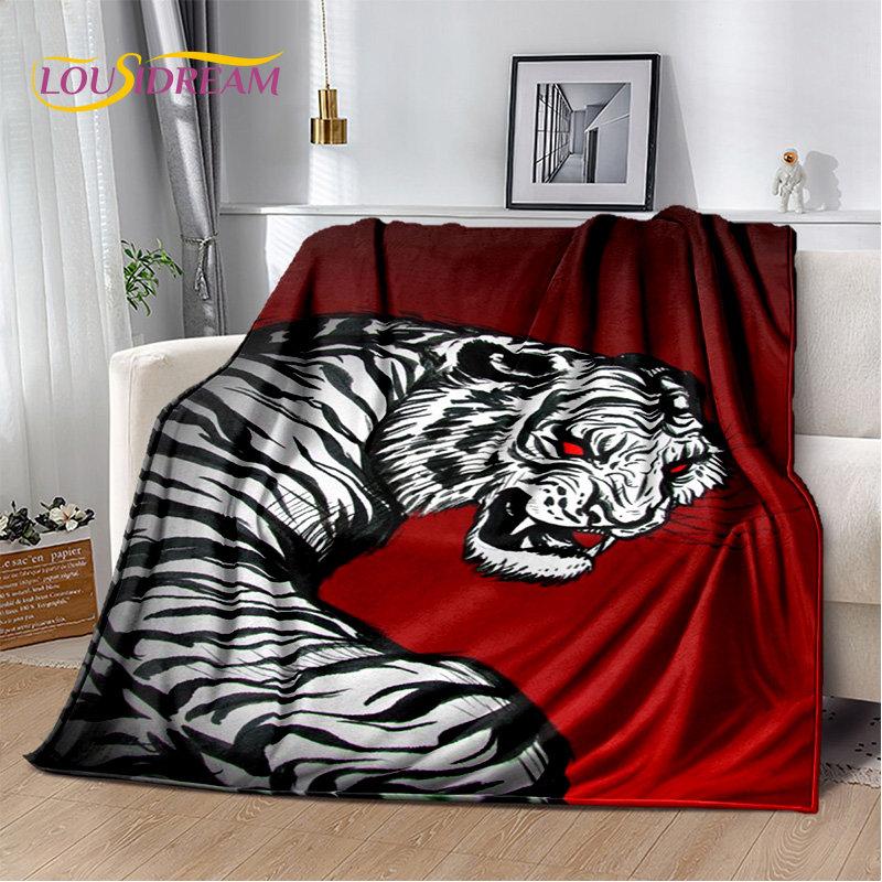 Beast Animal Tiger, Sabretooth Cartoon Soft Plush Blanket,Flannel Blanket Throw Blanket for Living Room Bedroom Bed Sofa Picnic