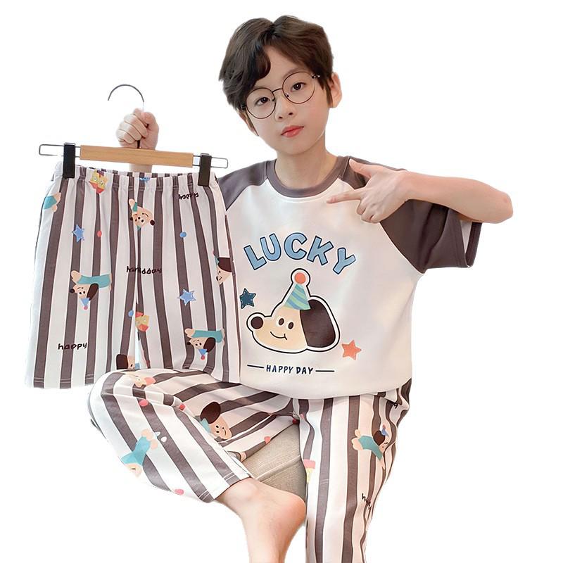 Slim Fit Summer Pajama Set for Boys - Lightweight, Casual Short Sleeve