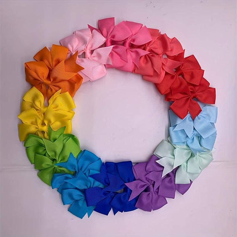 

high quality62pcs/60-Color Bulk Pack Elegant Satin Ribbon Bows - 3-Inch Solid Color Hair Clips (Duckbill/Fish Tail/Butterfly) for Weddings, Proms, 62pcs