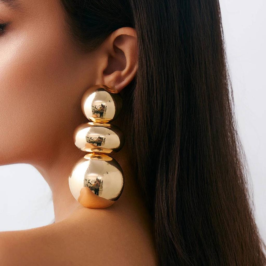 Salircon Fashion Elegant Geometric Round Pendant Earrings Women Vintage Exaggerated Gold Color Drop Earrings Steampunk Jewelry