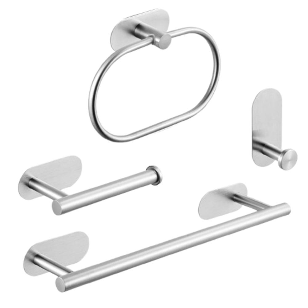 

4/5 шт. Не ржавеющая вешалка для полотенец для ванной из нержавеющей стали, держатель для полотенец для туалетных принадлежностей Silver-4Pcs
