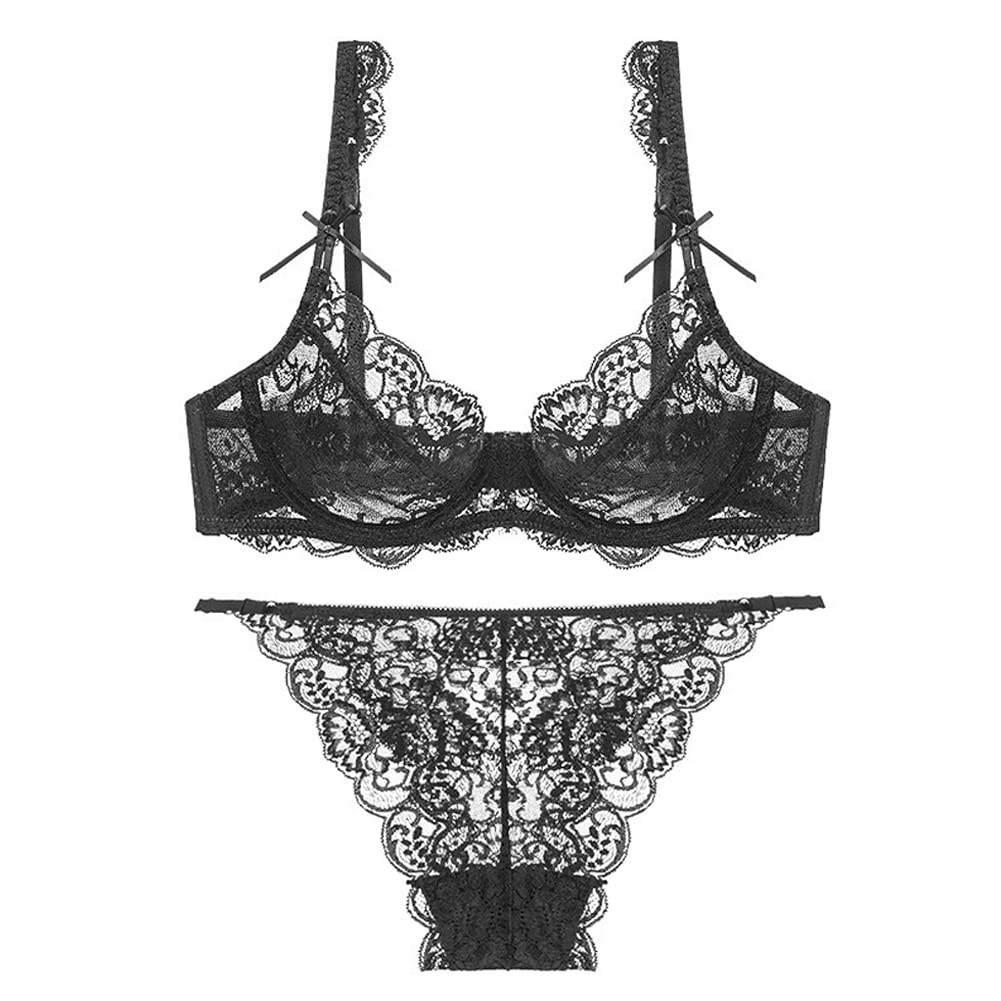 

Sexy Lace Ribbon Bra Underwear Bra and Shorts Set Black S [MR collection] Women s чорний
