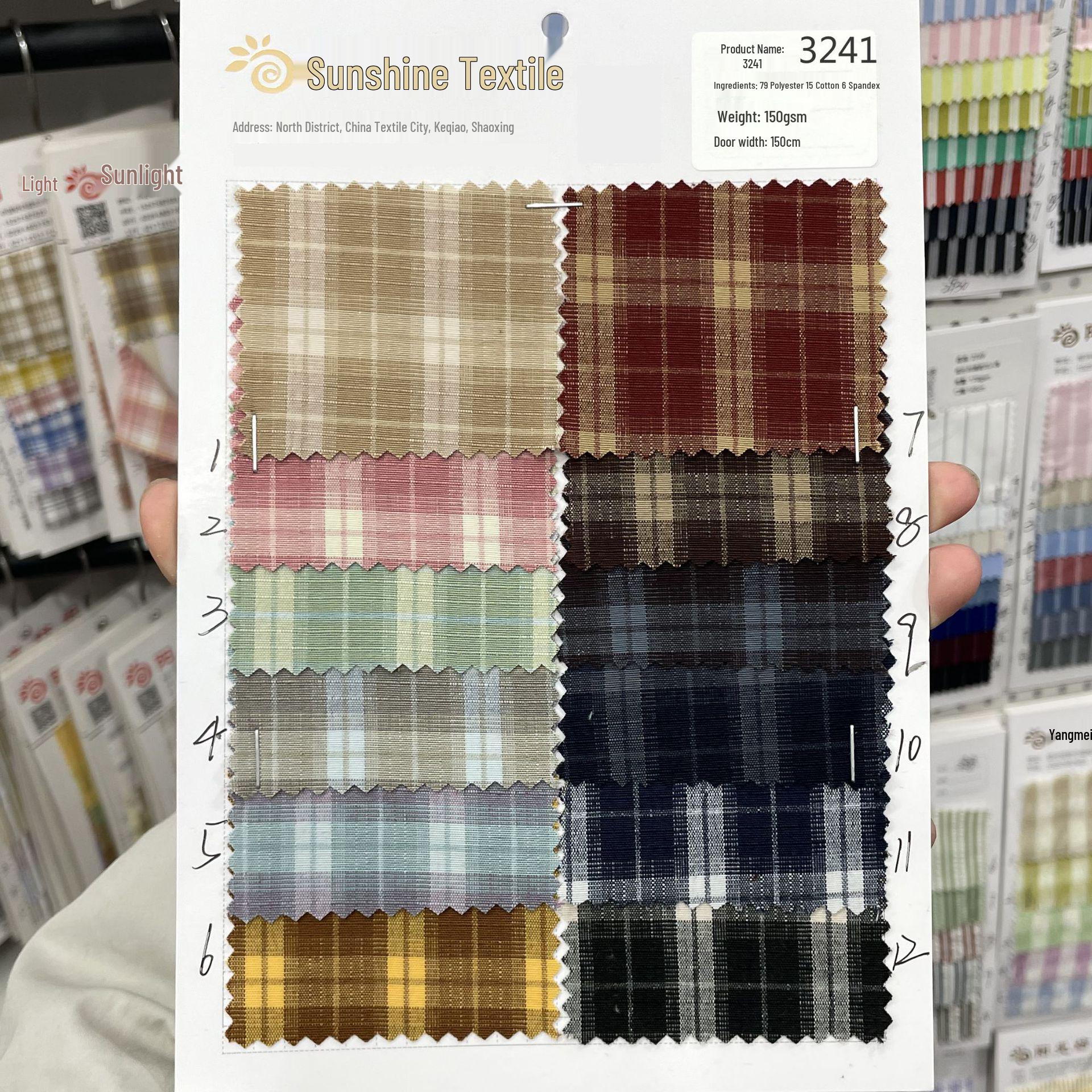 Casual Plaid TR Stretch Shirt & Half Skirt Dress Cheongsam Fashion Fabric Above 500 meters