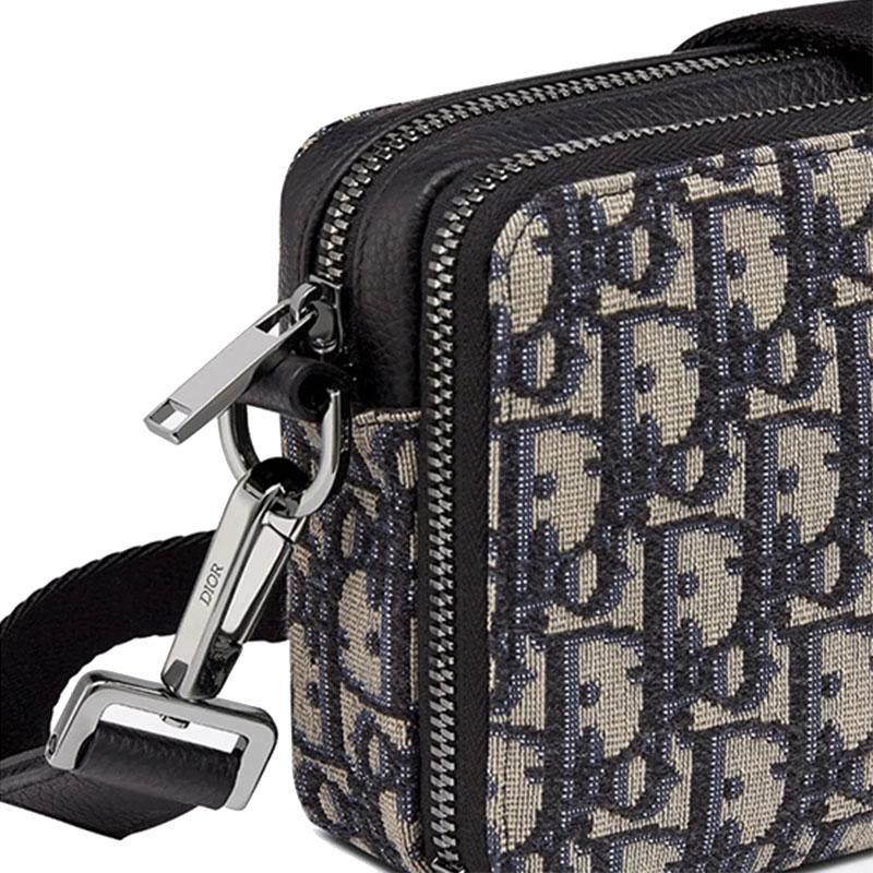 Dior Borsa a tracolla con monogramma ricamato classico obliquo Borsa a pochette in tessuto tecnico Borse da uomo Nero 2OBBC119YSE-H05E