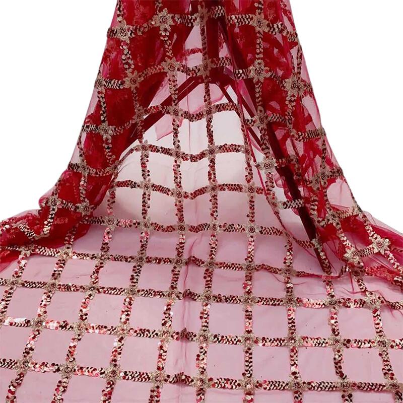 Sequin Block Embroidered Fabric Mesh Base Shiny Women Dress Diy Fashion Designer Mesh Embroidery Fabric Sew Craft Supplies