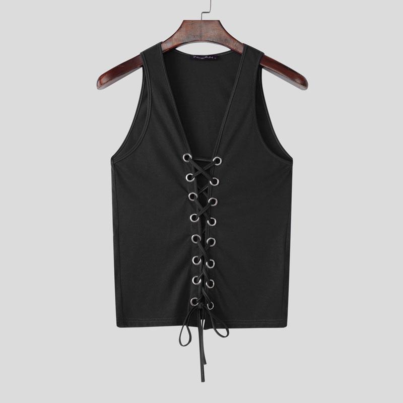 

INCERUN Летние мужские майки без рукавов на бретелях с бандажом спереди для вечеринок