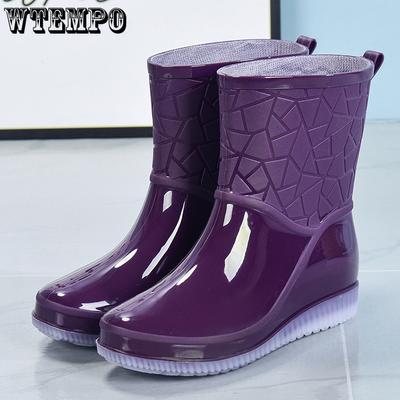 Rutschfeste, dicke Regenstiefel für Damen, verschleißfeste Sommer-Regenstiefel mit kurzen Stiefeln, modische, wasserdichte Schuhüberzüge