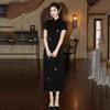 Black national style new Chinese style daily Suzhou long cheongsam improved young 1011 new women's high-end catwalk