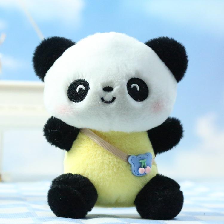 Soft Cuddly And Cartoon Panda Plush Toy Keychain Creative Bag Accessory For Kids