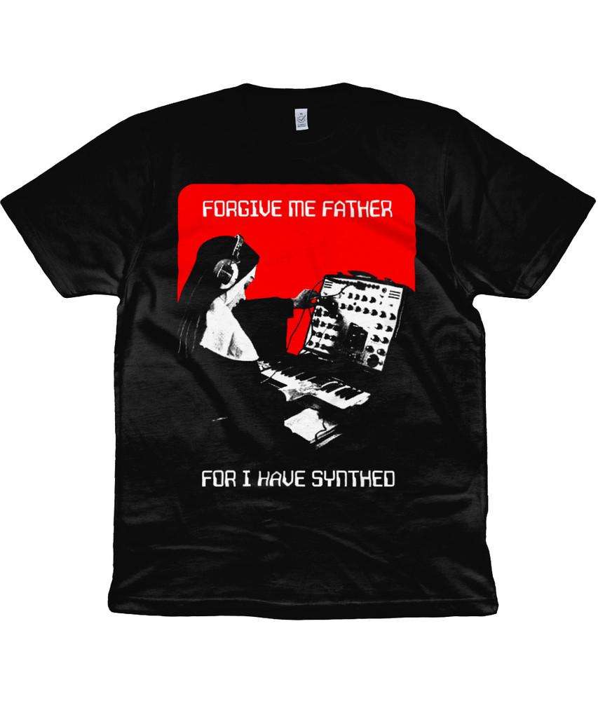 

Forgive Me Father For I Have Synthed - Halftone Red - Organic T-Shirt - Synth M