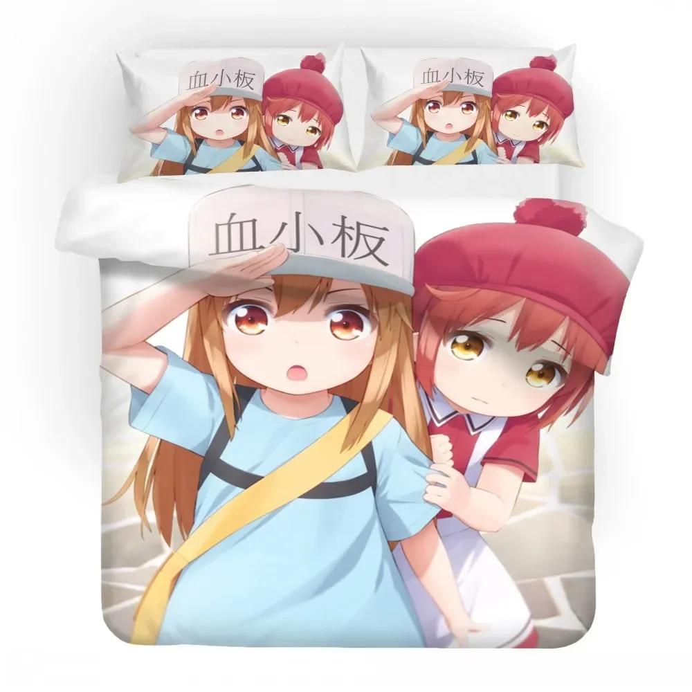 Luxury New 3D Print Anime Girls Bedding Set Cells At Work Duvet Cover Pillowcase Cartoon Comforter Cover Set for Teens Boys