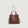 Large Capacity Tote Bag Womens Minimalist Bucket Style Shoulder Handbag In PU Soft Leather Coffee Brown Gray Black
