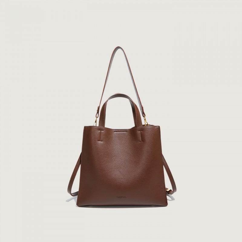 Large Capacity Tote Bag Womens Minimalist Bucket Style Shoulder Handbag In PU Soft Leather Coffee Brown Gray Black