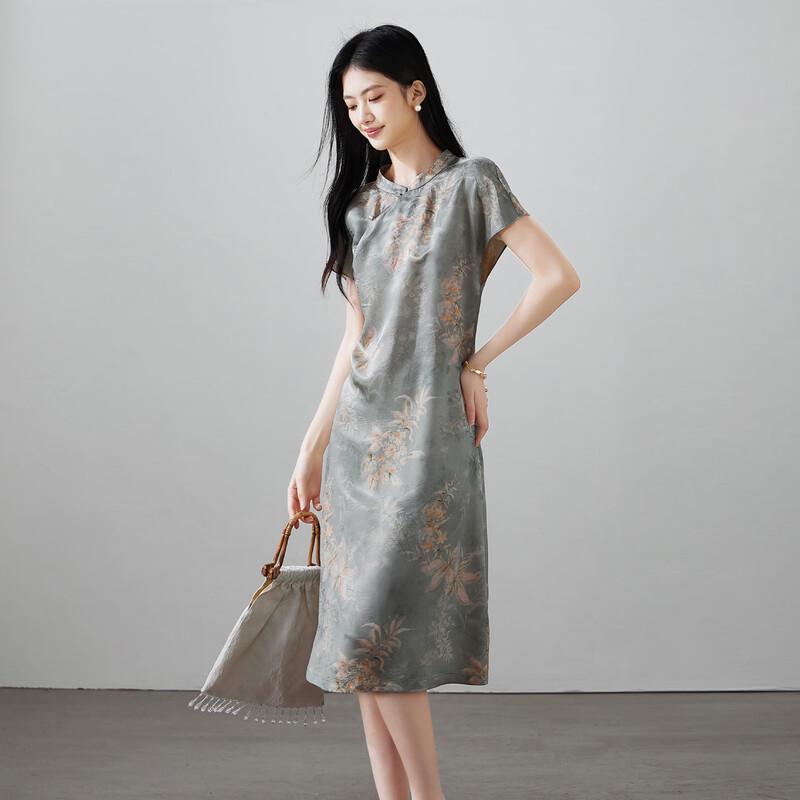 SOFSIL 2026 Summer New Chinese Style Silk Blend Printed Qipao Dress