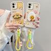 KEYSION Cartoon Cute Plush Embroidery Case for VIVO Y15S Y15A with Lanyard Soft Silicone Shockproof Phone Cover for VIVO Y16 Y01
