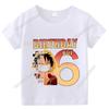Anime One Piece Boy Number T Shirt Luffy Birthday Clothes Children Short Sleeve Tee Shirts Cartoon Print Summer Toddler Tops