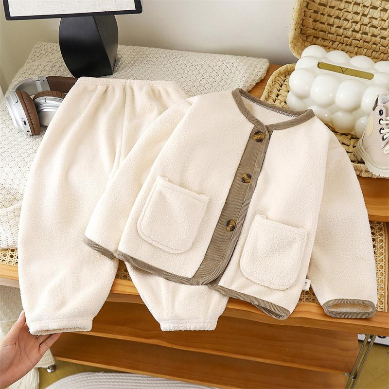 

Осінньо-зимові комплекти Дитячий утеплений костюм Теплі піжами для дівчаток Комплекти Пальто для хлопчиків Штани 2 шт. Дитячий одяг 110 білий