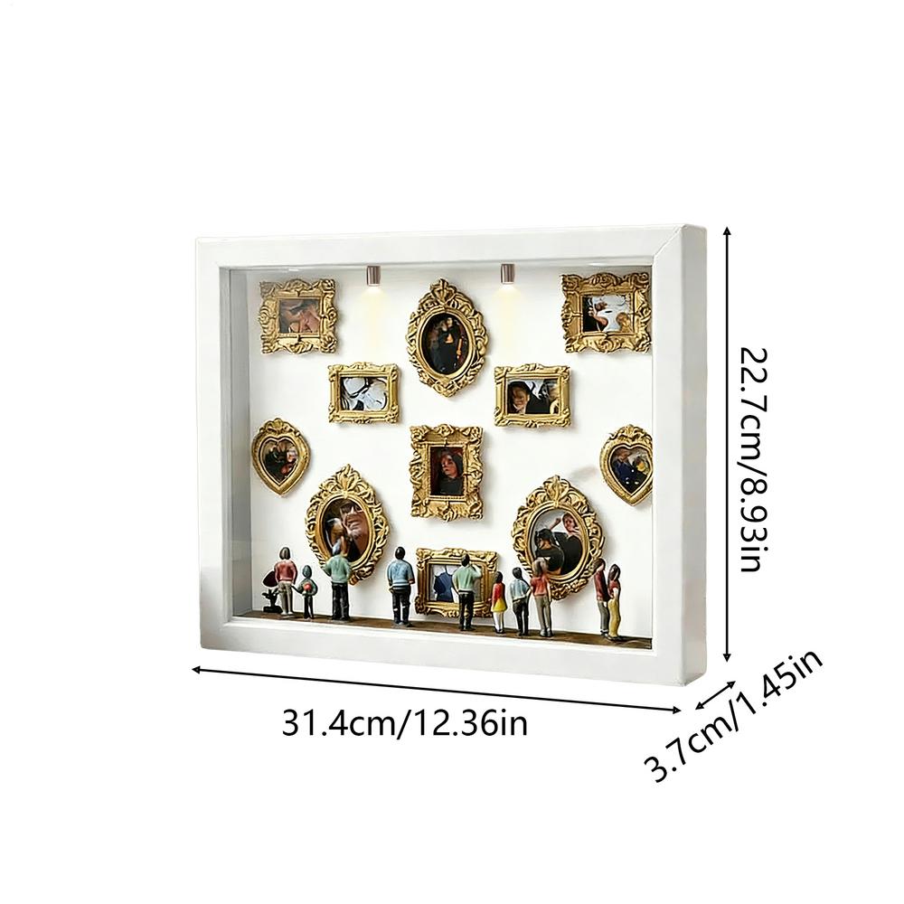 

Мини-музей Фотоальбом Мини-музей Силуэтная коробка Стильный Креативный Набор для демонстрации воспоминаний с миниатюрной статуэткой и золотой рамкой