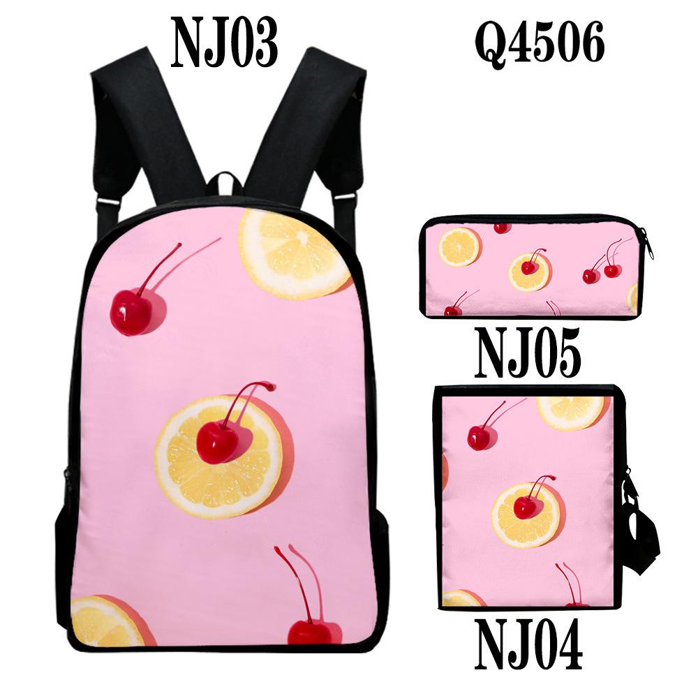 Classic Novelty Peculiar Fruit 3D Print 3pcs/Set Pupil School Bags Laptop Daypack Backpack Inclined Shoulder Bag Pencil Case