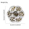 7-Compartment Plum Blossom Box: 3D Nail Art Metal Bow & Butterfly Rhinestones