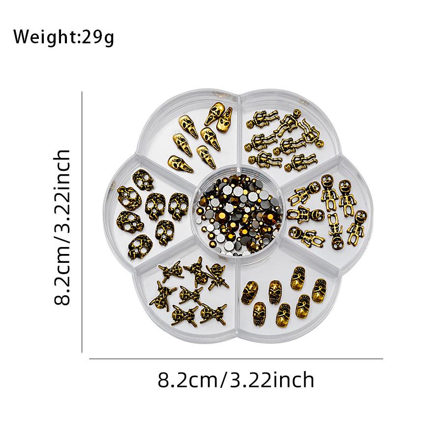 7-Compartment Plum Blossom Box: 3D Nail Art Metal Bow & Butterfly Rhinestones