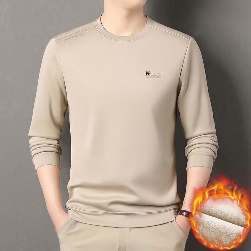 New Fashion Fleece-Lined Men's Sweatshirt: Winter-Ready, Skin-Friendly, Comfortable Long-Sleeved T-Shirt