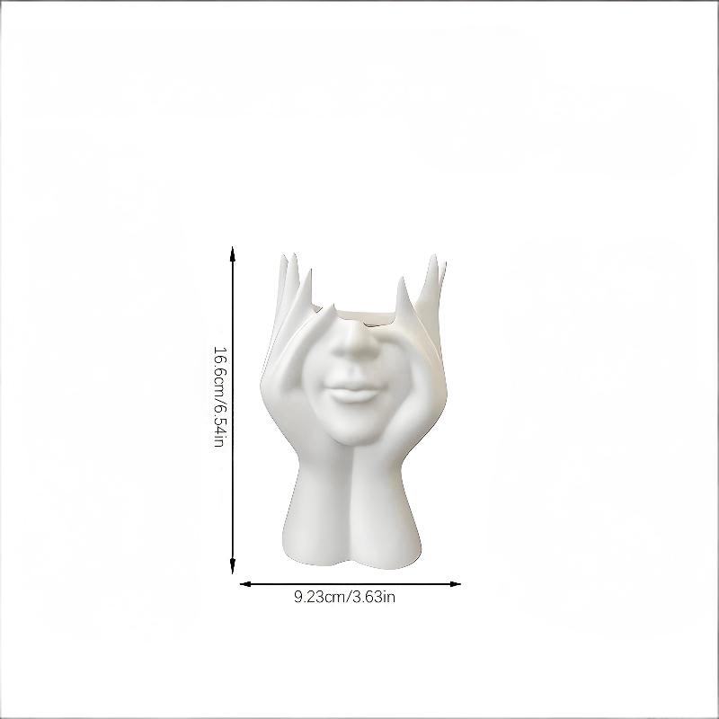 

Female Contour Design Pen Holder Elegant Face Vase Decoration Handcrafted Artistic Female Form Head Vase Makeup Brush Holder