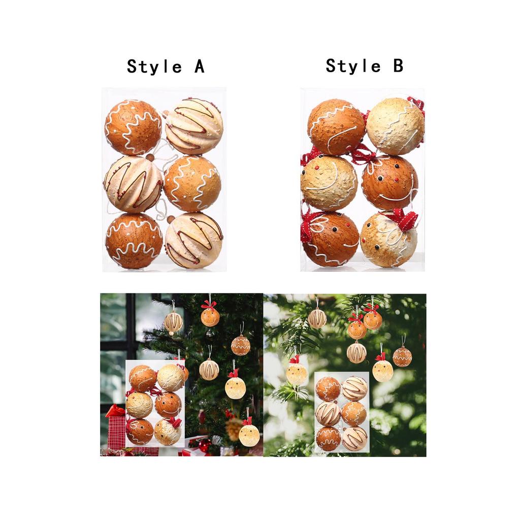 6Pcs Christmas Ball Ornaments DIY Shatterproof Christmas Tree Hanging Ornaments for Festivals Office Hotel Halloween Party Favor