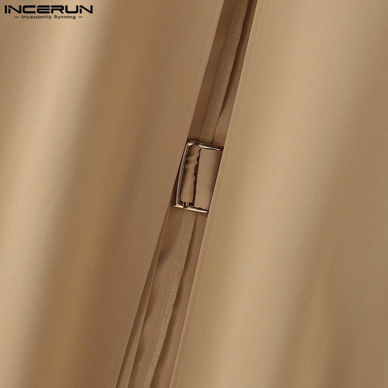 INCERUN Männer Rollkragen Langarm Splits Offene Vorderseite Lange Shirts Dünne Tops