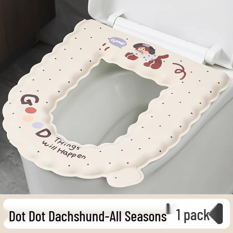 Waterproof EVA Washable Universal Toilet Seat Cover, All-Season Adhesive Thickened Pad.