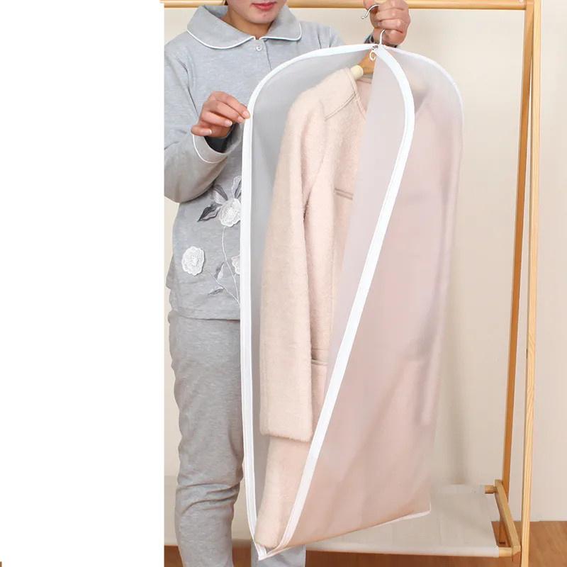 5 Pcs/Lot Bottom Opening Household Wardrobe Clothing Dust Cover Semi-transparent Hanging Style Coat Suit Dust Storage Bag