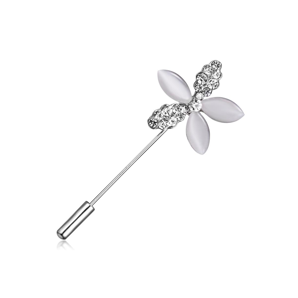 

Vintage Rhinestone Opal Flower Long Needle Pins Brooches For Women Men Trendy Lovely Floral Plant Badge Wedding Party Jewelry