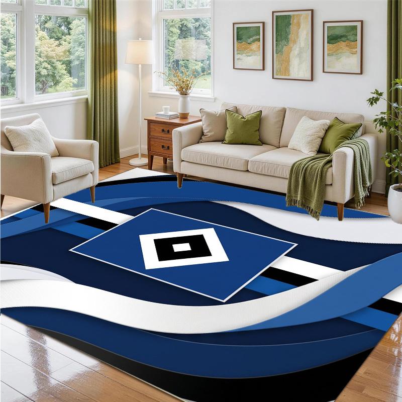 Hamburger SV Football Design Crystal Velvet Rug Soft Decorative Mat for Bedroom Entrance