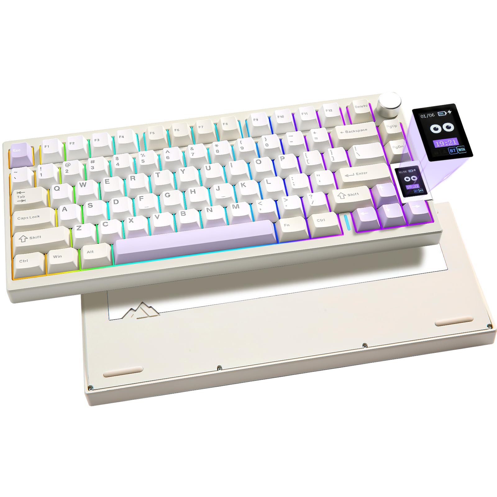 

YUNZII AL80 Mechanical Wireless Gaming Three Full Aluminum CNC LCD Hot Gasket with Technical Standards Approved Zero Linear Keyboard, Keyboard, 75% бежевий