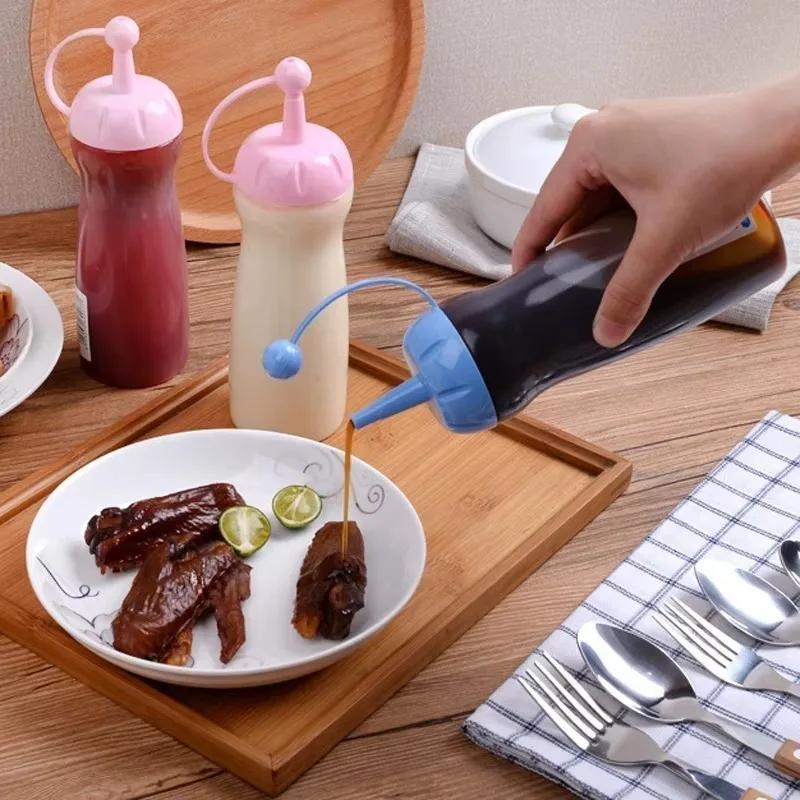 Kitchen Plastic Squeeze Bottle Condiment Dispenser Sauce VinegarCruet Ketchup Mustard Sauce Oil Bottle Seasoning Tools Gadgets