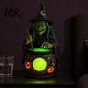 Spooky Night Light Halloween Gothic Witch Lantern, Resin Tabletop Decor with Warm Glow, Centerpiece Lantern Decoration for Shelf Desk
