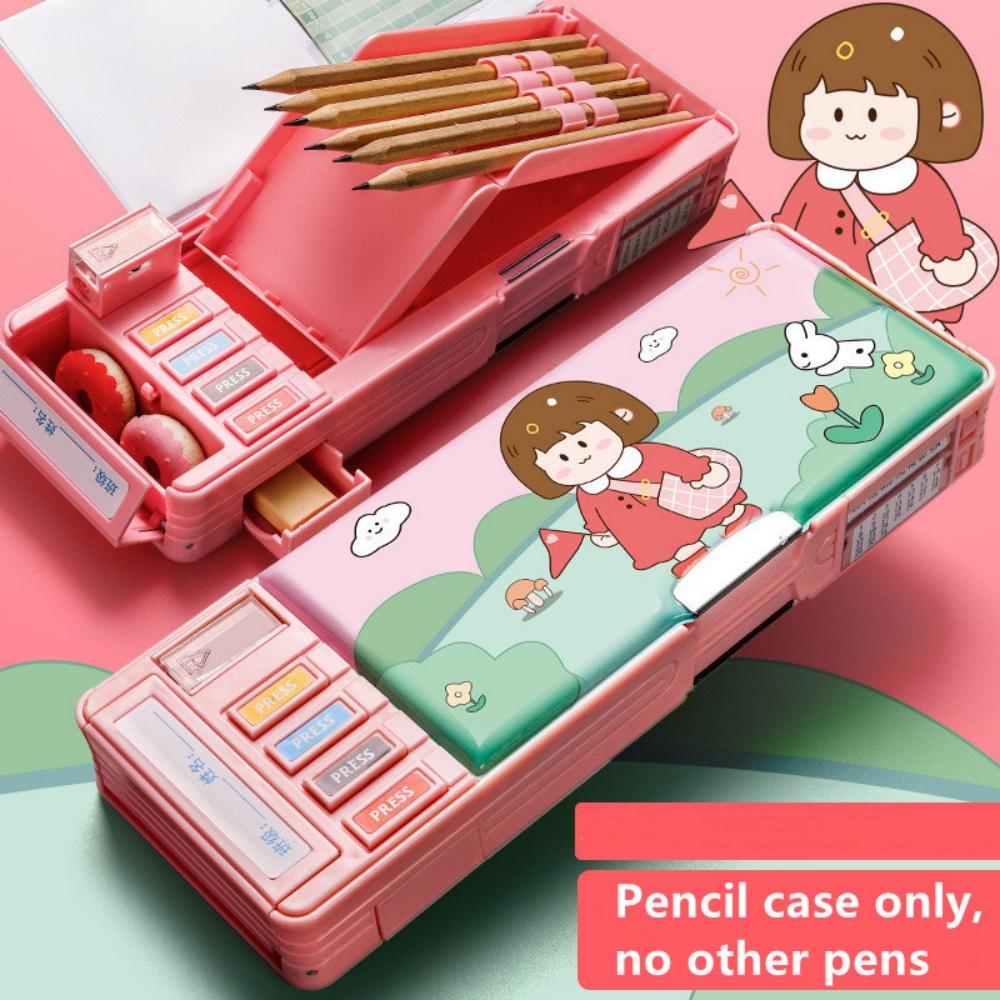 Mechanical Deformable Cute Pencil Case with Pen Insert Multifunctional Key Switch Cartoon Plastic School Stationery Storage Box