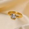 Bague de fiançailles en zircone cubique 2 mm pour femme, élégante bague de mariage en acier inoxydable avec pierre ovale en CZ