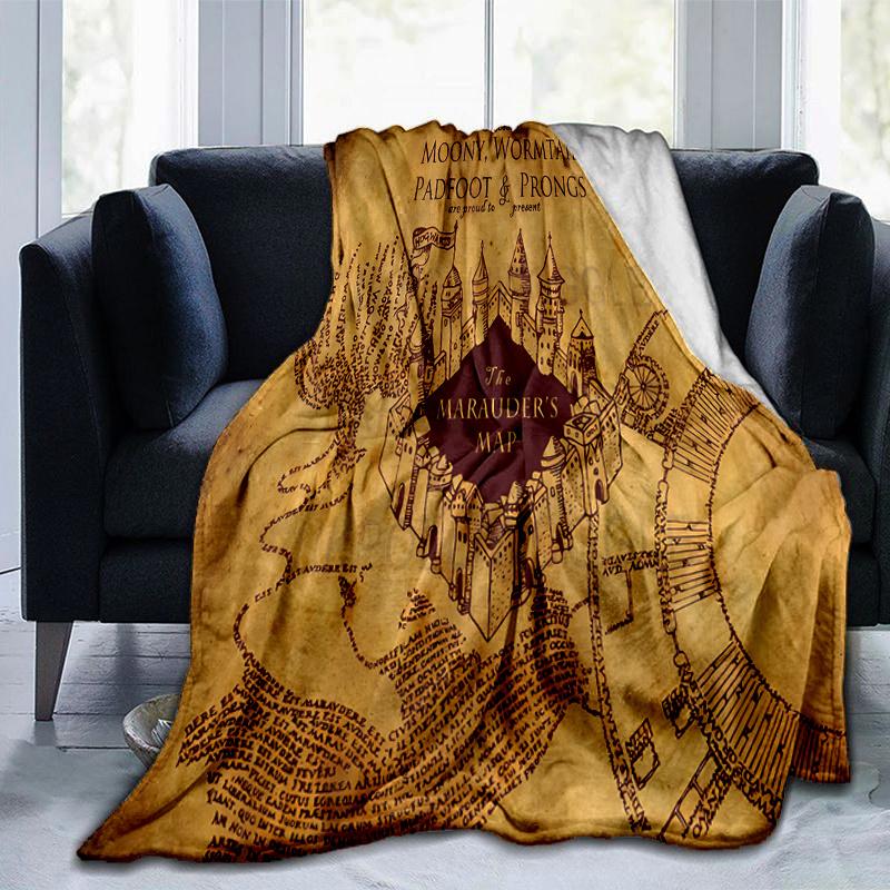 The Marauder's Map Hogwarts Castle Wall Art Print PosterPrint Blanket, Soft Blanket For Sofa Office Bed And Travelling Daughter Birthday Gif