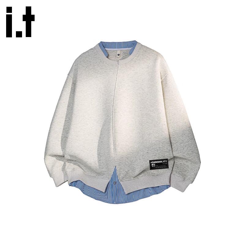 

CHOCOOLATEit Men s Faux Two-Piece Patchwork Sweatshirt M