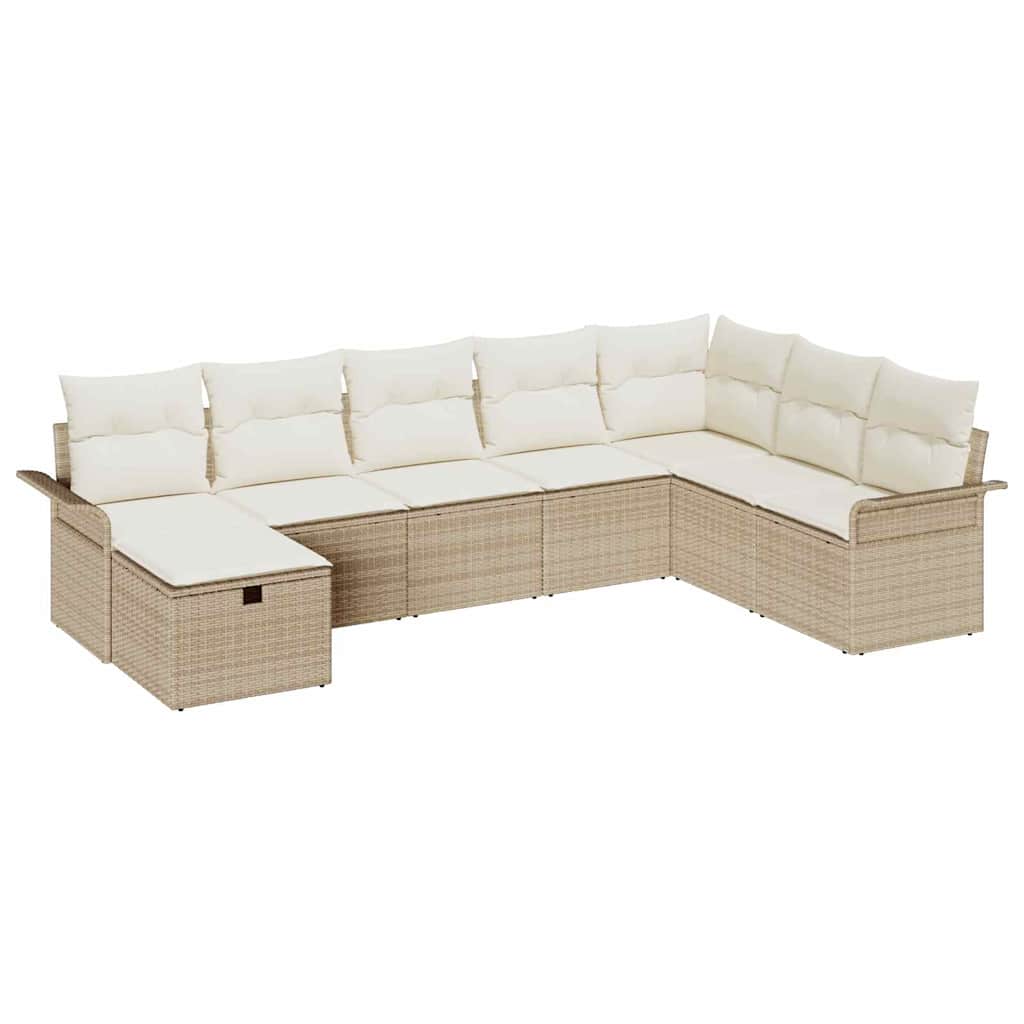 Garden Sofa Set with Cushions 8 Pcs Beige and Cream Poly Rattan