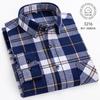 Plaid Flannel Shirts For Men Long Sleeve 100%Cotton Fashion Casual Soft Standard-Fit Man Blouse Clothes Pocket Oversize 7XL 8XL