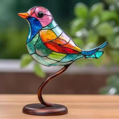 Bunte Acryl-Vögel auf Ast Dekorative Statue Einzigartige Heimdekoration Sammlerstücke für Büro und Wohnbereiche