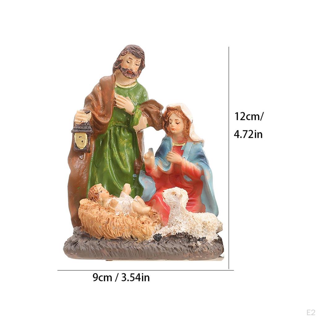 Birth of Jesus Figurine Christmas Statue Crafts Home Decoration Collection Ornament Desktop Resin