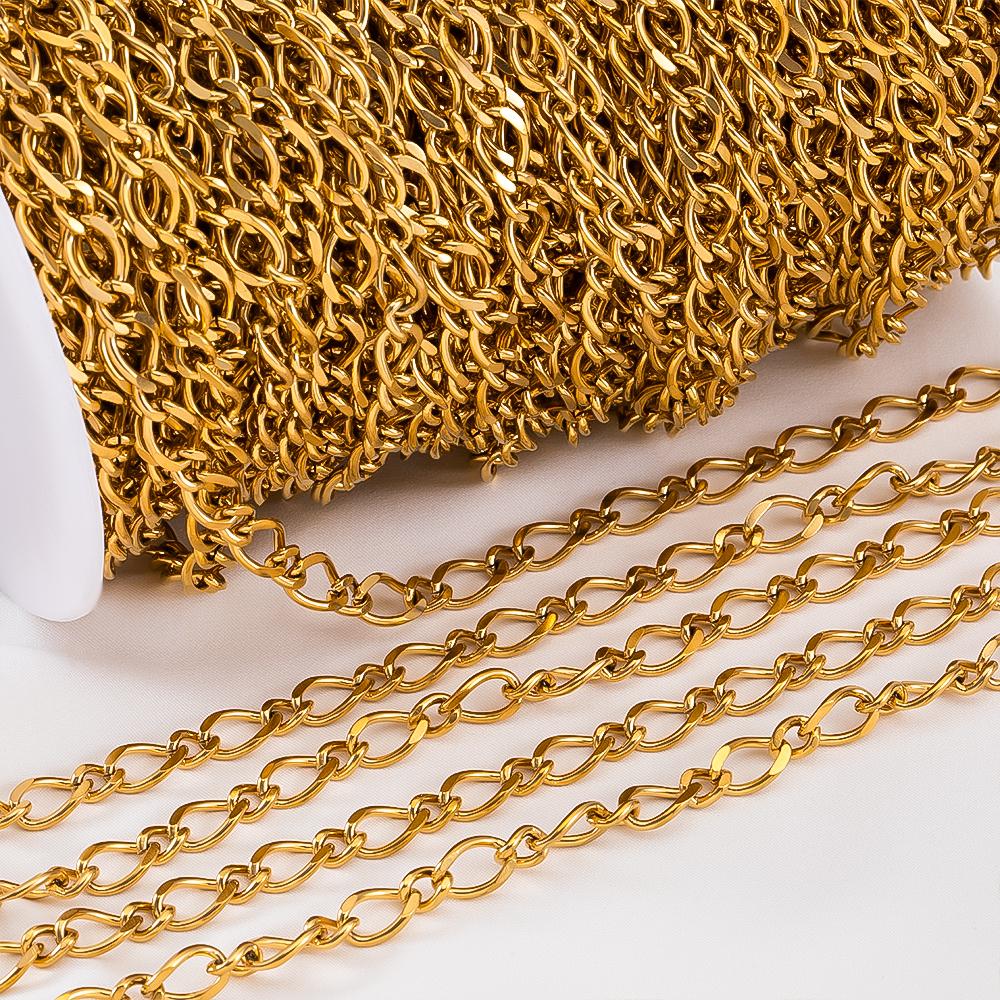 2Meter 1Meter 0.5Meter Link Chain Stainless Steel Twisted Chain Thick Grinding Chains for DIY Necklaces Body Jewelry Findings