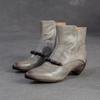Johnature Genuine Leather Pointed Toe Ankle Boots Fashionable Versatile Mid Heeled Women's Shoes