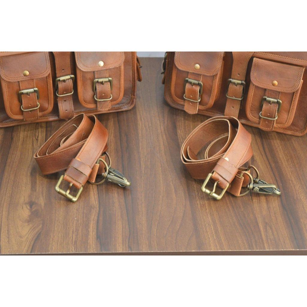 Motorcycle Side Pouch Brown Leather Side Pouch Saddle 2Bags Panniers Two Bags