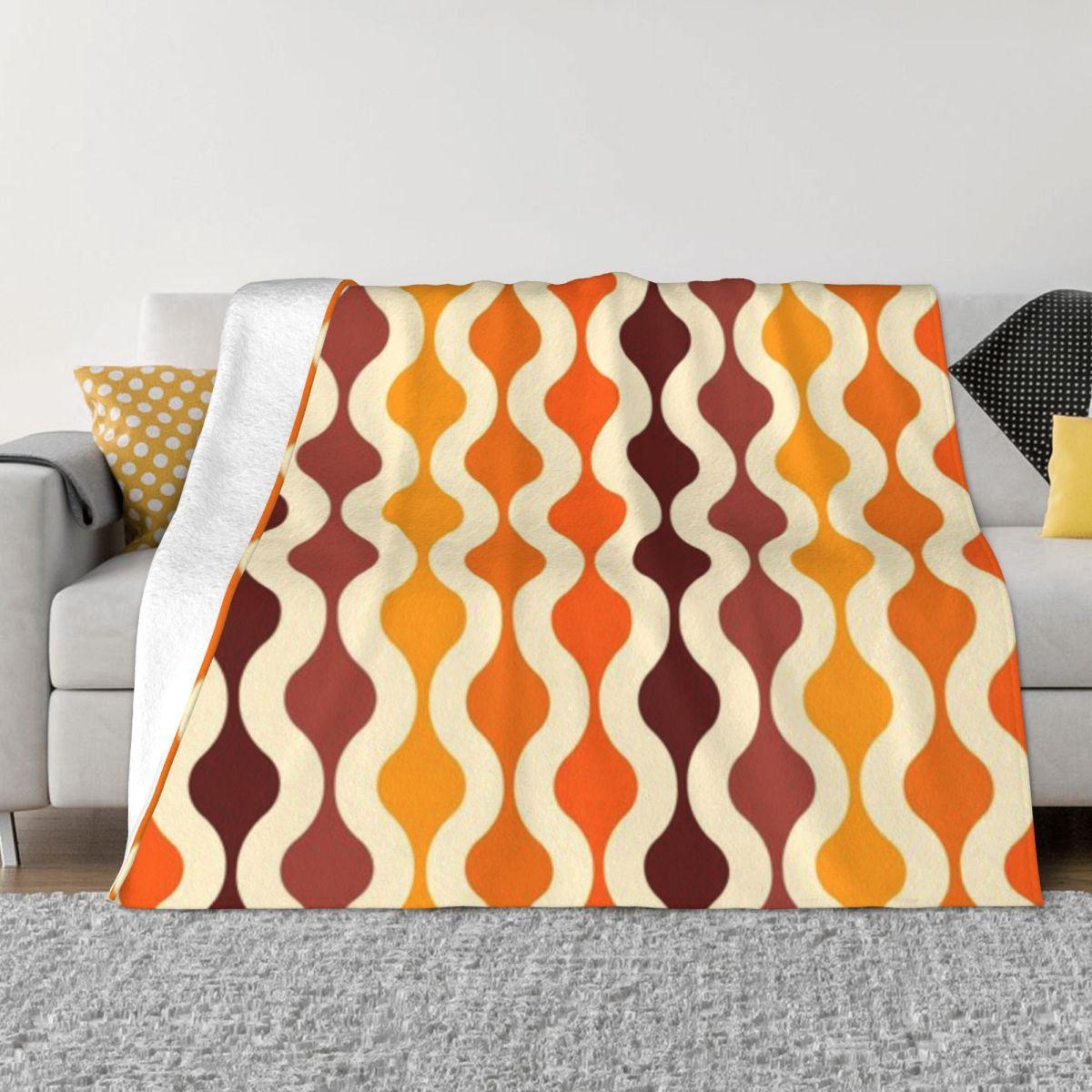 Groovy 70 S Pattern Fall Colors Custom Gift An Ultra-Soft Micro Fleece Blanket 50x60in