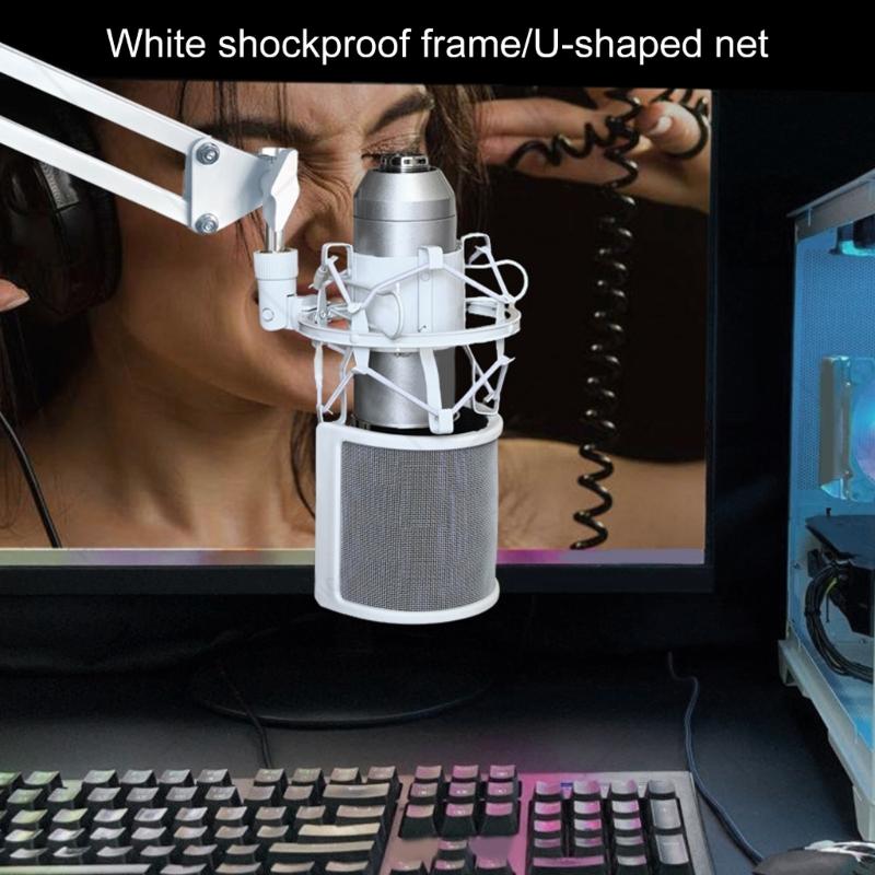 Adjustable Metal Microphones Scissor Arm Stand Foldable Shock Mount for Recording and Live Streaming