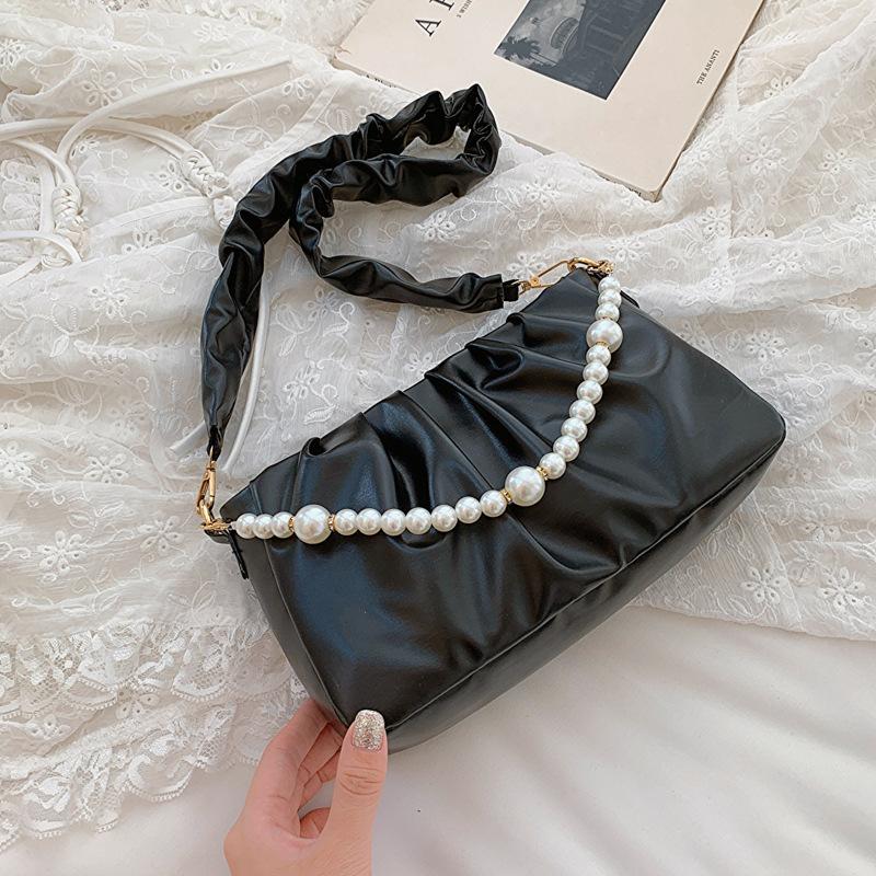 Fashion bag women's 2025 summer new trend pleated small square bag casual foreign style retro single shoulder underarm women's bag